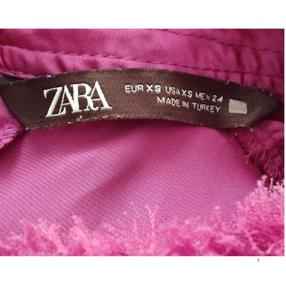 👚ZARA Satin Ruffle Mock Neck Blouse – Magenta – Size XS- Worn once - Picture 4 of 5